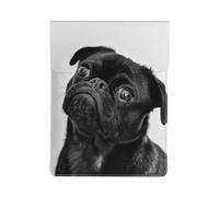 Cute Black Pug Dog Print 13-inch Laptop Sleeve, Slim Shockproof Insertion Design Leather Laptop Case for Office, School, Travel