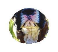 Cute Black Pug Dog Print Double Layers Shower Cap Bathing Shower Caps Ladies Men Shower Caps Salon Home Use