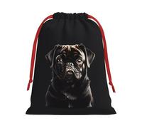 Cute Black Pug Dog Print Gift Drawstring Bag Holiday Party Favors Birthday Daily Storage Office Home Decor