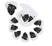 Cute Black Pug Dog Print Guitar Pick 12 Pack With Guitar Pick Case Guitar Plectrums Pick 0.46mm 0.96mm 0.71mm Guitar Accessories For Bass Electric Acoustic Guitars Ukulele