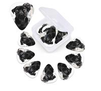 Cute Black Pug Dog Print Guitar Picks 12 Pack Guitar Plectrums with Storage Box Bass Picks For Acoustic Guitar Bass Electric Ukulele Includes 0.46mm, 0.71mm, 0.96mm