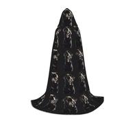 Cute Black Pug Dog Print Hooded Wizard Robe Halloween Cloak Medieval Renaissance Cosplay Christmas Party Outfits