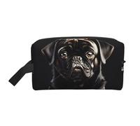 Cute Black Pug Dog Print Toiletry Bag for Men, Cosmetic Bag Spacious Capacity Travel Toiletry Bag for Women
