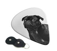 Cute Black Pug Dog Printed Guitar Picks 6 Pcs Guitar Plectrum Acoustic Electric Guitar Pick For Bass Electric Acoustic Guitars Ukulele Thin Medium Thick Set 0.96mm