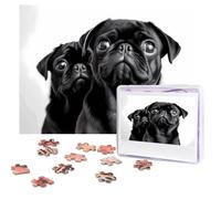 Cute Black Pug Dog Puzzles 500 Pieces Personalized Jigsaw Puzzles with storage bag Photos Puzzle for Adults Challenging Picture Puzzle for Men Women Home Decor (52x38 CM)