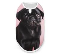 Cute Black Pug Dog Shirt Quick Dry Breathable Pet T-Shirt Soft Stretchy Sleeveless Vest Dog Apparel XL
