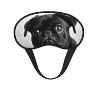 Cute Black Pug Dog Sleep Mask for Side Sleeper Eye Mask for Sleeping Light Blocking Soft Breathable Sleep Eye Mask for Women Men Adjustable Elastic Strap Travel Nap Blackout Eye Shade Cover