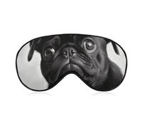 Cute Black Pug Dog Sleep Mask for Women Men, Soft Eye Mask with Adjustable Strap for Sleeping, Light Blocking Travel Blindfold for Nap Comfortable Eye Cover for Home Office