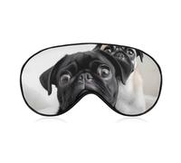 Cute Black Pug Dog Sleep Mask Soft Comfortable Eye Mask with Adjustable Strap Eye Cover Eye Shade for Men Women Work Travel