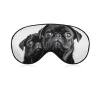 Cute Black Pug Dog Sleep Mask Soft Comfortable Eye Mask with Adjustable Strap Eye Cover Eye Shade for Men Women Work Travel