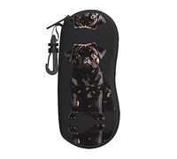 Cute Black Pug Dog-standard-scale-2_00x Large Glasses Case,Durable Eyeglass Holder for Women with Hard Shell - Perfect for Travel and Daily Use, Black, One size