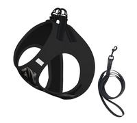 Cute Black Pug Dog-Standard-Scale-2_00x Print Soft Mesh Dog Harness and Leash Set Pet Puppy Cat Comfort Padded Vest No Pull Harnesses