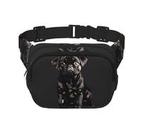 Cute Black Pug Dog-standard-scale-2_00x Print Square Double Layer bag Waist Bag Trendy Pack Travel Bag with Adjustable Bel, Black, One Size