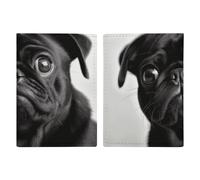 Cute Black Pug Dog Travel Passport Holder with Credit Card Slots And Boarding Pass Slot Passport Book Holder for Passports Credit Cards Boarding Passes