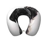 Cute Black Pug Dog U-Shaped Neck Pillow Soft Memory Foam Travel Pillow Comfortable Head Support Pillow for Sleeping Rest Airplane Car and Office Travel Accessories