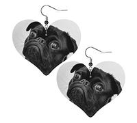 Cute Black Pug Dog Women'S Leather Ear Pendants Christmas, Valentine'S Day, Birthday Gift For Wife And Girlfriend. Elevate Your Style With Elegance And Grace