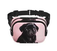 Cute Black Pug Fanny Pack For Women Waterproof Adjustable Belt Bags Waist Pack Fashion Casual Crossbody Bags Bum Bag For Running Workout Hiking Traveling, Black, One Size