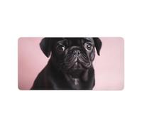 Cute Black Pug Keyboard Mat Large Gaming Mouse Pad, Anti-Slip Desk Mat for Desktop Desk Work/Home Writing Mat 11.8 * 23.6 Inches
