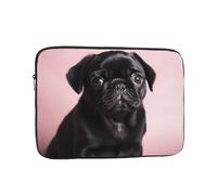 Cute Black Pug Laptop Sleeve Bag 13 Inch Waterproof Shockproof Laptop Case Bag Lightweight Tablet Travel Cover Computer Skin Bag Tablet Carrying Case