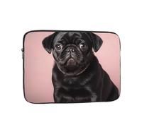 Cute Black Pug Laptop Sleeve for Women Men, 15 Inch Waterproof Laptop Bag Lightweight Notebook Computer Cover Bag