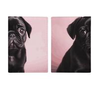 Cute Black Pug Leather Passport Holder Handmade Passport Cover with Card And Ticket Slot Easy Access Passport Case Passport Wallet Passport Holder for Women And Men, style, 20.3x13.8cm