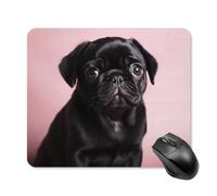 Cute Black Pug Mouse Pad Square Laptop Mouse Mat Cute Computer Mousepad Keyboard Pad Non-Slip Desk Pads for Gaming Office Work Home 25 * 30cm