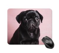 Cute Black Pug Mouse Pad Square Laptop Mouse Mat Cute Computer Mousepad Keyboard Pad Non-Slip Desk Pads for Gaming Office Work Home 20 * 25cm