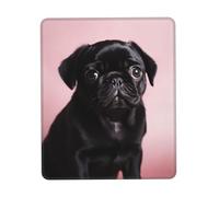 Cute Black Pug Mouse Pad with Non-Slip Rubber Base 7 x 8.6 in Mouse Mat with Stitched Edge Gaming Mousepad for Wireless Mouse Computer Laptop Home Office Desk Pad