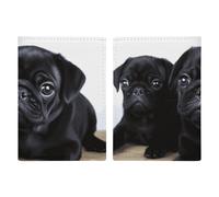 Cute Black Pug Passport Holder, ID Card Protector Case Passport Holder with Slot Passports Travel Wallet Document Cover for Women And Men