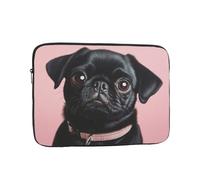 Cute Black Pug Pattern Laptop Sleeve 10 Inch Shockproof Protective Notebook Case Travel Laptop Bag for Men Women