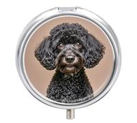 Cute Black Pug Pill Box Waterproof Portable Medicine Pill Case Moisture Proof Metal Travel Pill Box with 3 Compartment Medicine Case