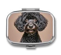 Cute Black Pug Pill Case with 2 Compartment, Pill Organizer Portable Square Pill Box,Vitamin Pill Organizer for Pocket Purse and Travel