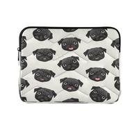 Cute Black Pug Playful Curious Computer Sleeve, Protective Padded Laptop Case 13.3 Inch for Women