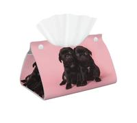 Cute Black Pug print Tissue Box Cover, Tissues Holder Leather Tissue Box Holder for Bathroom Aesthetic