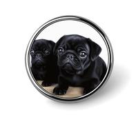 Cute Black Pug Round Badge Cute Brooch Hats Jackets Decor Personalized Lapel Pin Clothing Jewelry Accessories for Wedding Party Gift
