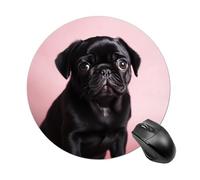 Cute Black Pug Round Mouse Pad Smooth Glide Gaming Mousepad Extra Density Portable Comfortable Mouse Mat for Desk, Home, Office 7.8x7.8 Inches