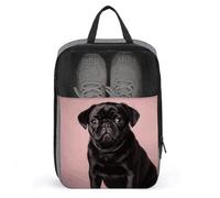 Cute Black Pug Shoe Bag Travel Shoe Organizer Water-Resistant Shoe Pouch with Zipper Sneaker Dust Bag, gray, One Size, Modern