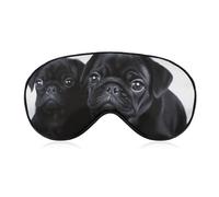 Cute Black Pug Sleep Mask for Women Men Side Sleeper Eye Cover with Adjustable Strap Soft Breathable Blackout Mask Slip-Free Deep Sleeping Travel Essentials