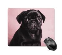 Cute Black Pug Square Mouse Pad Portable Computer Mousepad with Non-Slip Rubber Base 18 * 22cm Ultra-Thin Gaming Mouse Mat for Computer Laptop Office Desk Accessories