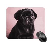 Cute Black Pug Square Mouse Pad Portable Computer Mousepad with Non-Slip Rubber Base 20 * 25cm Ultra-Thin Gaming Mouse Mat for Computer Laptop Office Desk Accessories