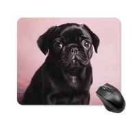 Cute Black Pug Square Mouse Pad Portable Computer Mousepad with Non-Slip Rubber Base 25 * 30cm Ultra-Thin Gaming Mouse Mat for Computer Laptop Office Desk Accessories
