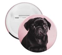 Cute Black Pug Tinplate Badge Personalized Round Brooch Large Craft Button Suitable for Teachers, Nurses, Doctors, Staff, Party Gift Accessories, style, 5PCS