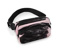 Cute Black Pug Waist Bag for Men Women Belt Bag Hip Pack with Zipper Full Printed Fanny Pack with Adjustable Strap