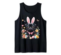 Cute Black Pug with Bunny Ears for Easter Fun Tank Top