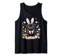 Cute Black Pug with Bunny Ears for Easter Fun Tank Top
