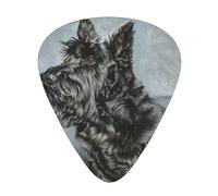 Cute Black Scottish Terrier Dog Art,12 Pcs Guitar Pick,3 Different Thickness Plectrums for Acoustic Guitar Bass Ukulele (0.46mm 0.96mm 0.71mm)