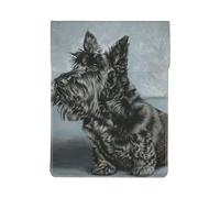 Cute Black Scottish Terrier Dog Art, PU Leather Laptop Sleeve, Notebook Bag Laptop Case Sleeve Tablet Briefcase