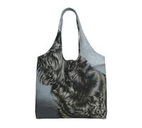 Cute Black Scottish Terrier Dog Art,Reusable Tote Bags Grocery Bags Large Capacity Canvas Shopping Shoulder bag