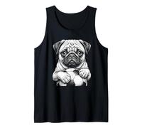 Cute Black White Animal Holding Ball Funny Soccer Dog Pug Tank Top