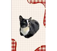 Cute Black & White Cat Notebook | Aesthetic Red Floral Cover | 6x9 Ruled Journal | 200 Pages | Gift for Cat Lovers, Students & Writers